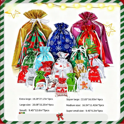 Christmas Drawstring Gift Bags – Perfect for Gifting & Parties!