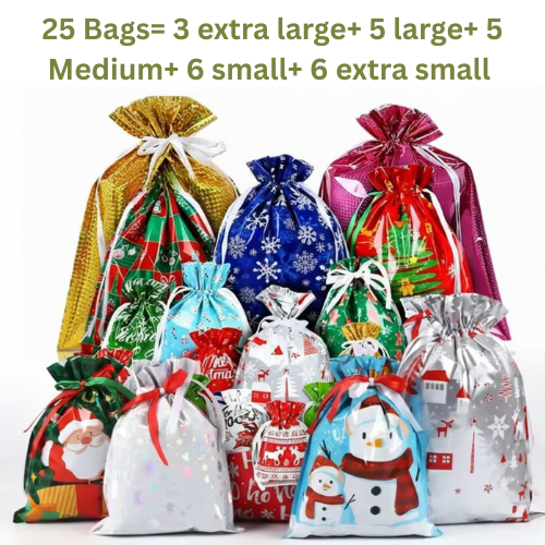 Christmas Drawstring Gift Bags – Perfect for Gifting & Parties!