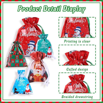 50PCS Christmas Gift Wrapping Set (25 Colorful Bags + 25 Tags) – Random Patterns, Say Goodbye to Single-Style Gift Bags, Perfect