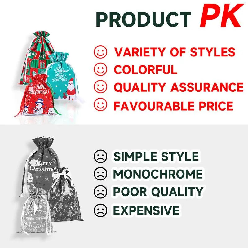 50PCS Christmas Gift Wrapping Set (25 Colorful Bags + 25 Tags) – Random Patterns, Say Goodbye to Single-Style Gift Bags, Perfect